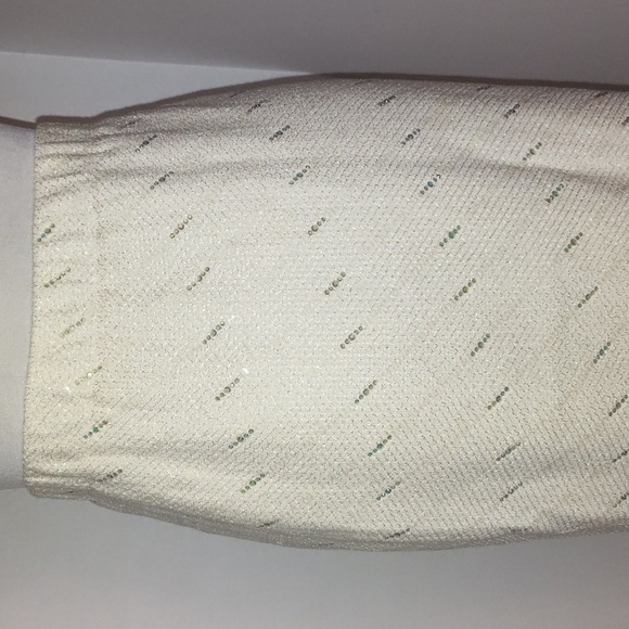 St John Evening By Marie Gray Skirt Rhinestone Sparkly Shiny  Off White Size 4 - Picture 4 of 12